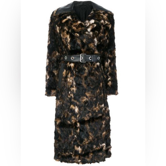 Helmut Lang Tortoise Jacquard Faux Fur Coat - Picture 4 of 11